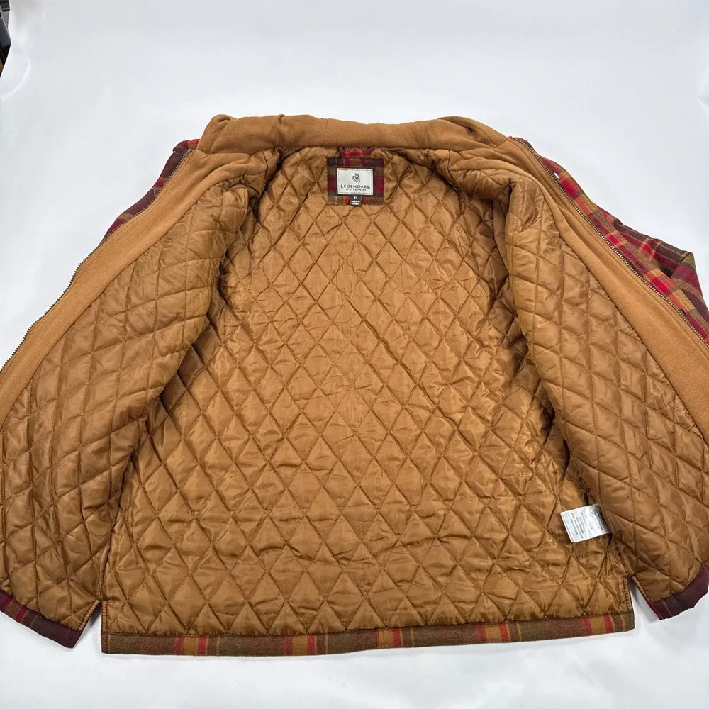 Legendary Whitetails Mens Shirt Jacket XL Red Plaid Maplewood Hooded Flannel
